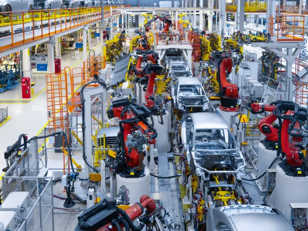 An automotive assembly line. 